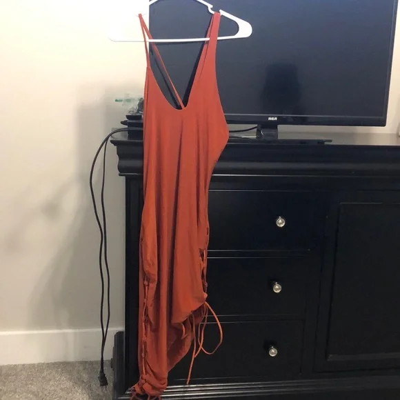 Missyempire | Dresses | Missyempire Lace Up Side Detail Midi Dress In Dark  Rust | Poshmark